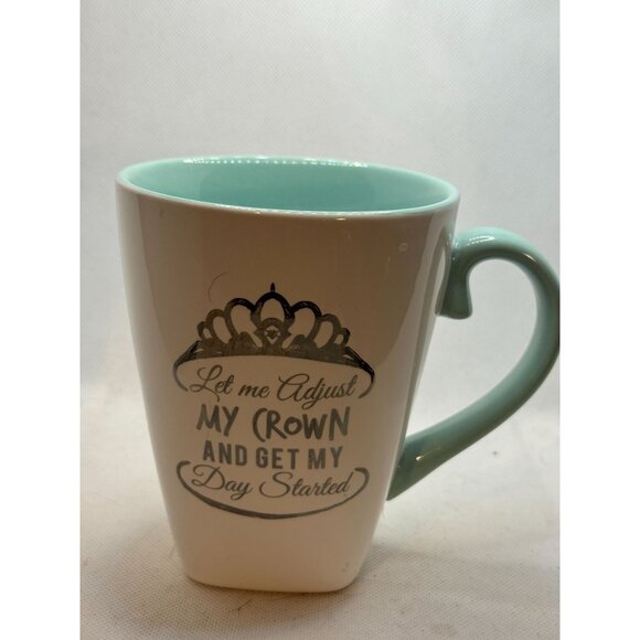 Let Me Adjust My Crown Ceramic Mug 12 Oz Mint Green Interior & Handle Bow Down I - Picture 3 of 6